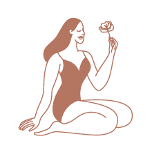 illustration of woman sitting with a flower in her hand
