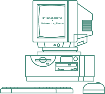 green illustration of a computer, mouse, and keyboard